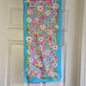 Lilly Pulitzer Ford 2004 Womens Silk Paisley Scarf Vintage Cancer Awareness Pink
